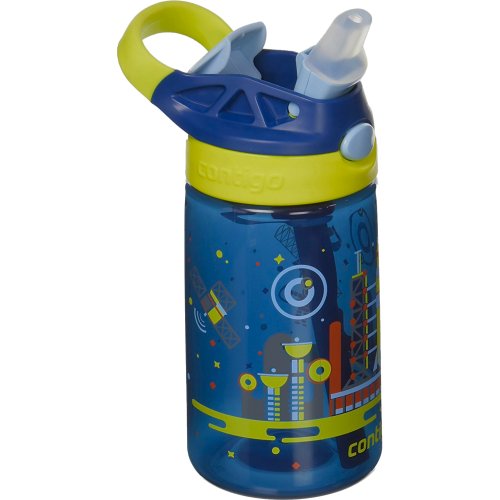 Contigo Kids Gizmo Flip Autospout Water Bottle - 420 ml (Navy with Rockets)