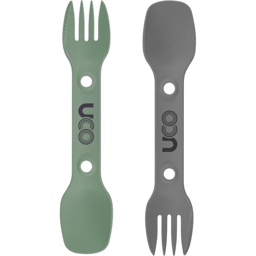 UCO Utility Spork - 2 Pack with Tether (Green / Coal)
