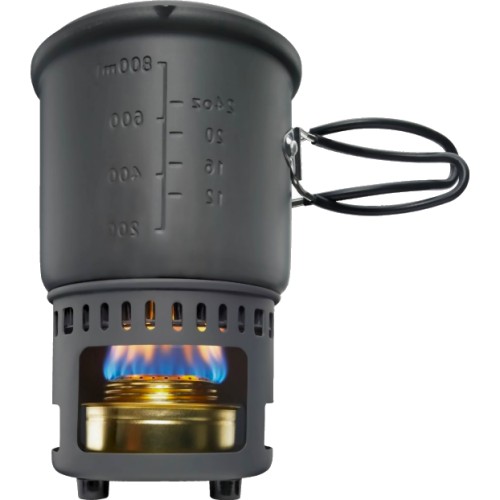 Esbit Hard Anodised Aluminium Cookset with Heat Exchanger and Alcohol Burner (985 ml)