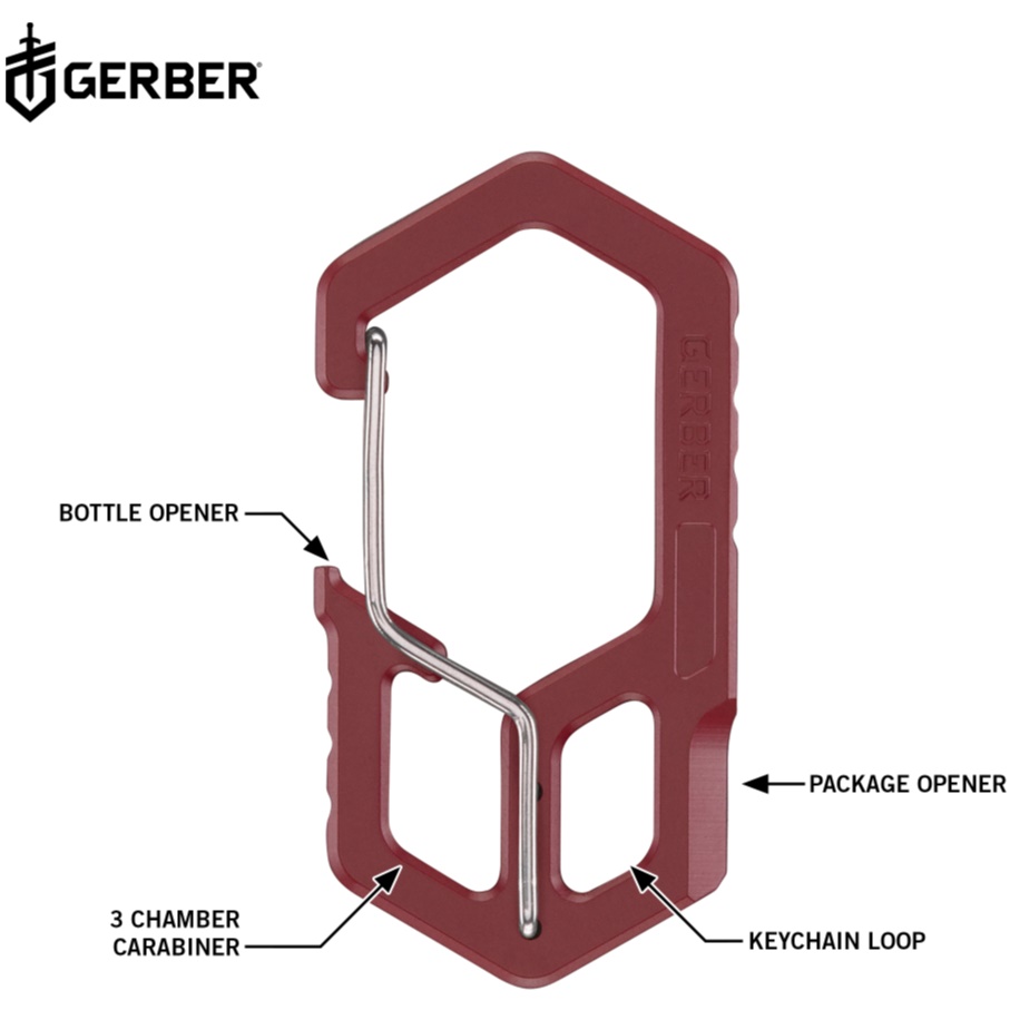 Gerber Carabiner Keychain Tool - Drab Red - Image 1