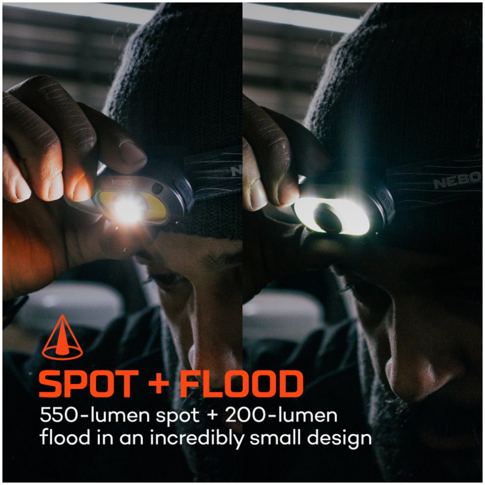 NEBO Mycro 550+ Head Torch - Black - Image 1
