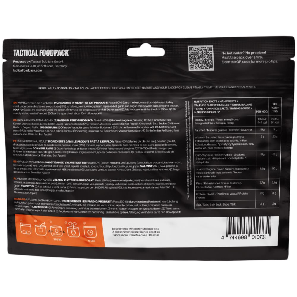Tactical Foodpack Arrabiata Pasta with Chicken - Image 2
