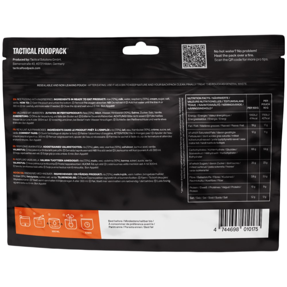 Tactical Foodpack Rice Pudding with Raspberries - Image 2