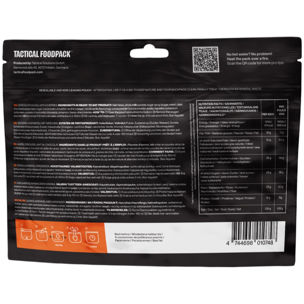 Tactical Foodpack Chocolate Muesli with Chrerries - Image 2